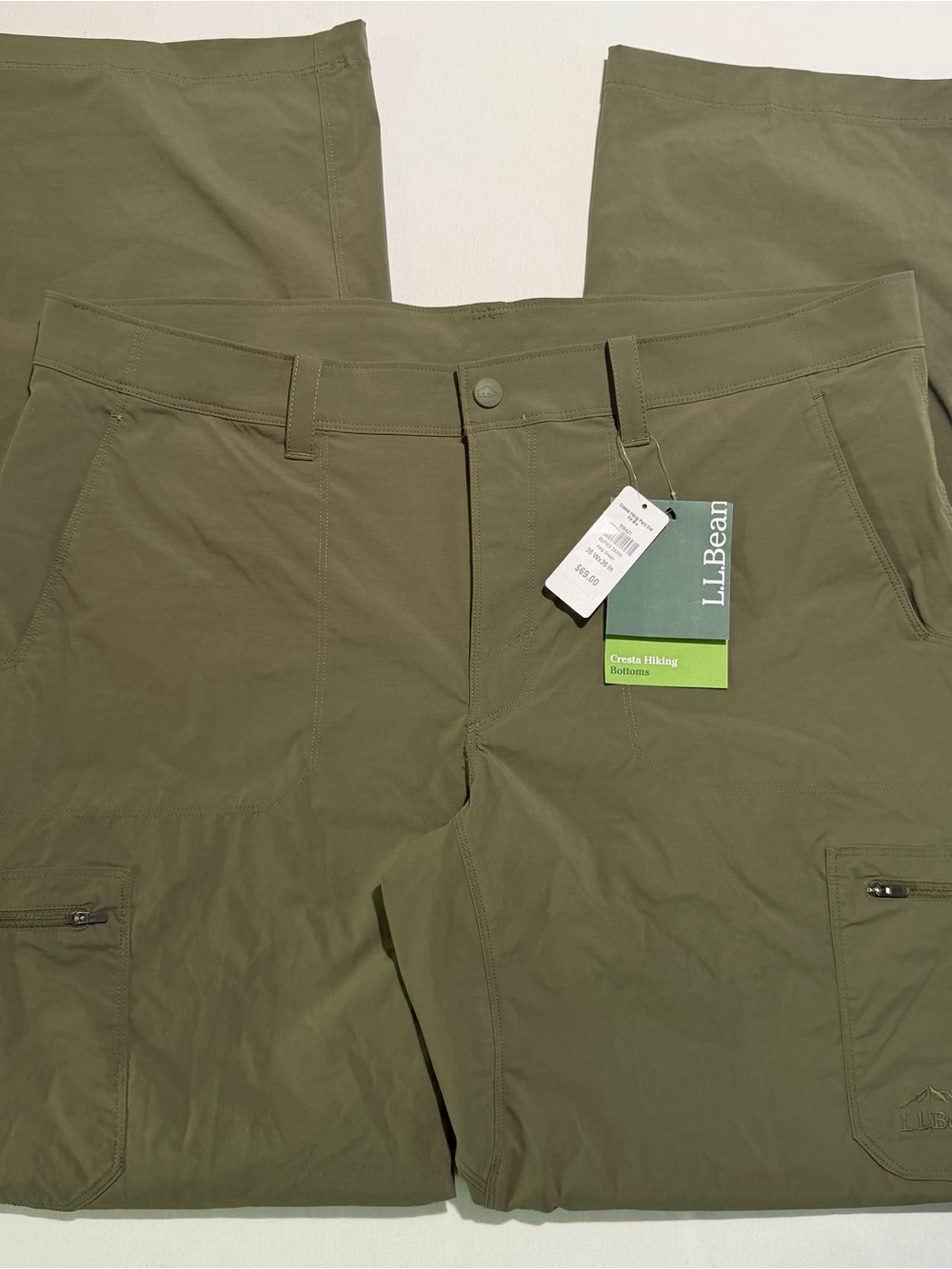 LL Bean Cresta Hiking Pants Men 38x36 Straight Leg Quick Dry UPF 50 Trail Gorp